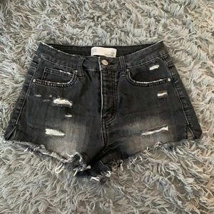 black distressed Jean shorts